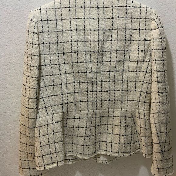 REBECCA TAYLOR Textured Plaid Cotton-Blend Jacket size 10 - Picture 6 of 9